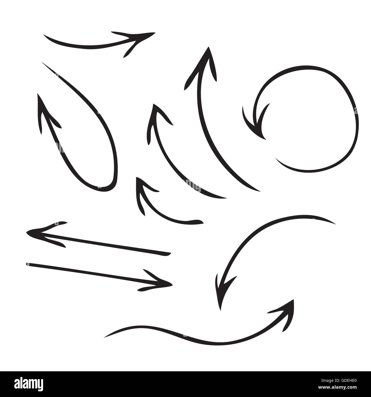 Black vector arrows hand drawn set Stock Vector Image & Art - Alamy