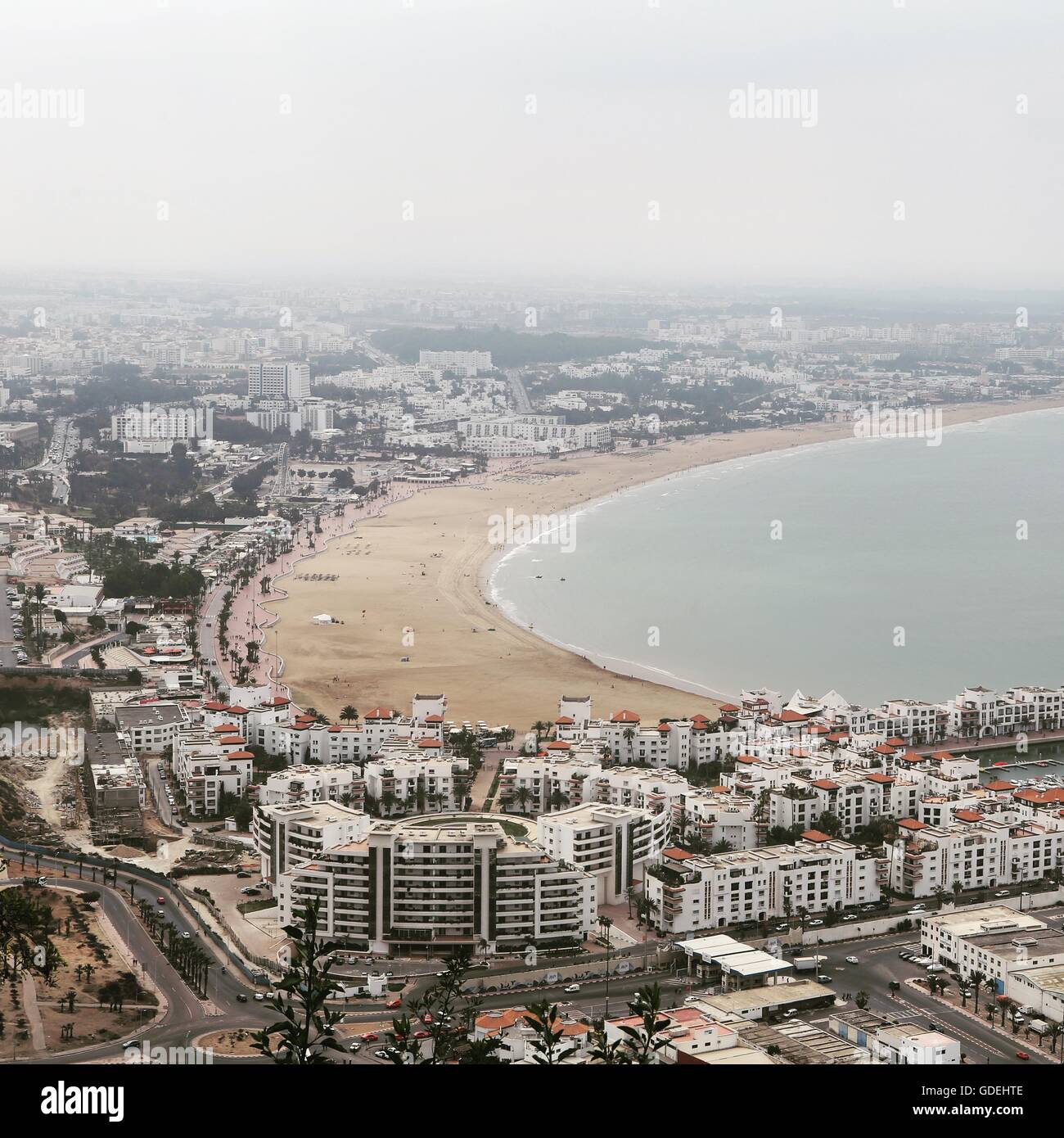 City skyline and beach, Agadir, Morocco Stock Photo