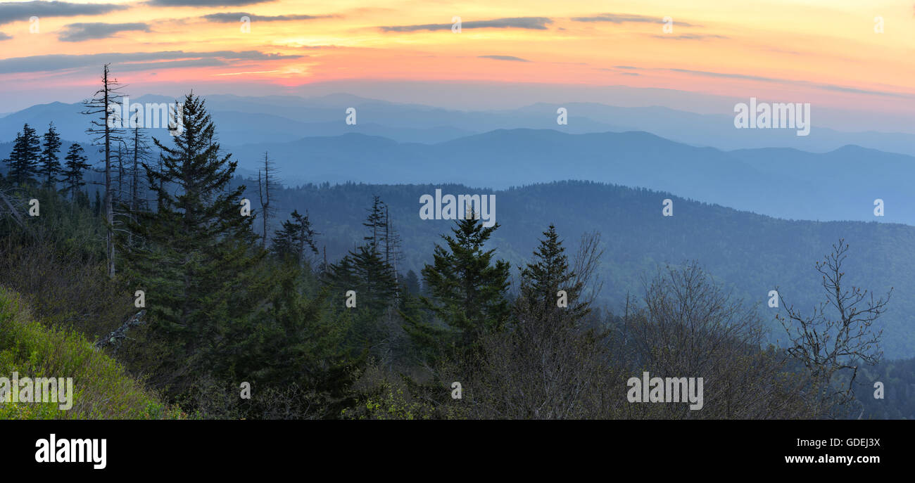Great Smoky Mountain at sunset, Bryson City, North Carolina, USA Stock Photo