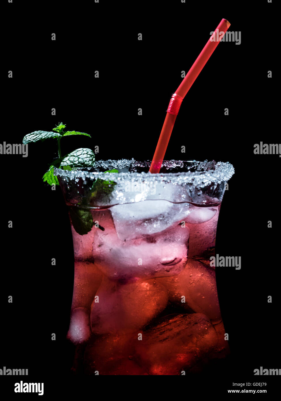 Close-up of Fruit juice cocktail with mint and salt Stock Photo