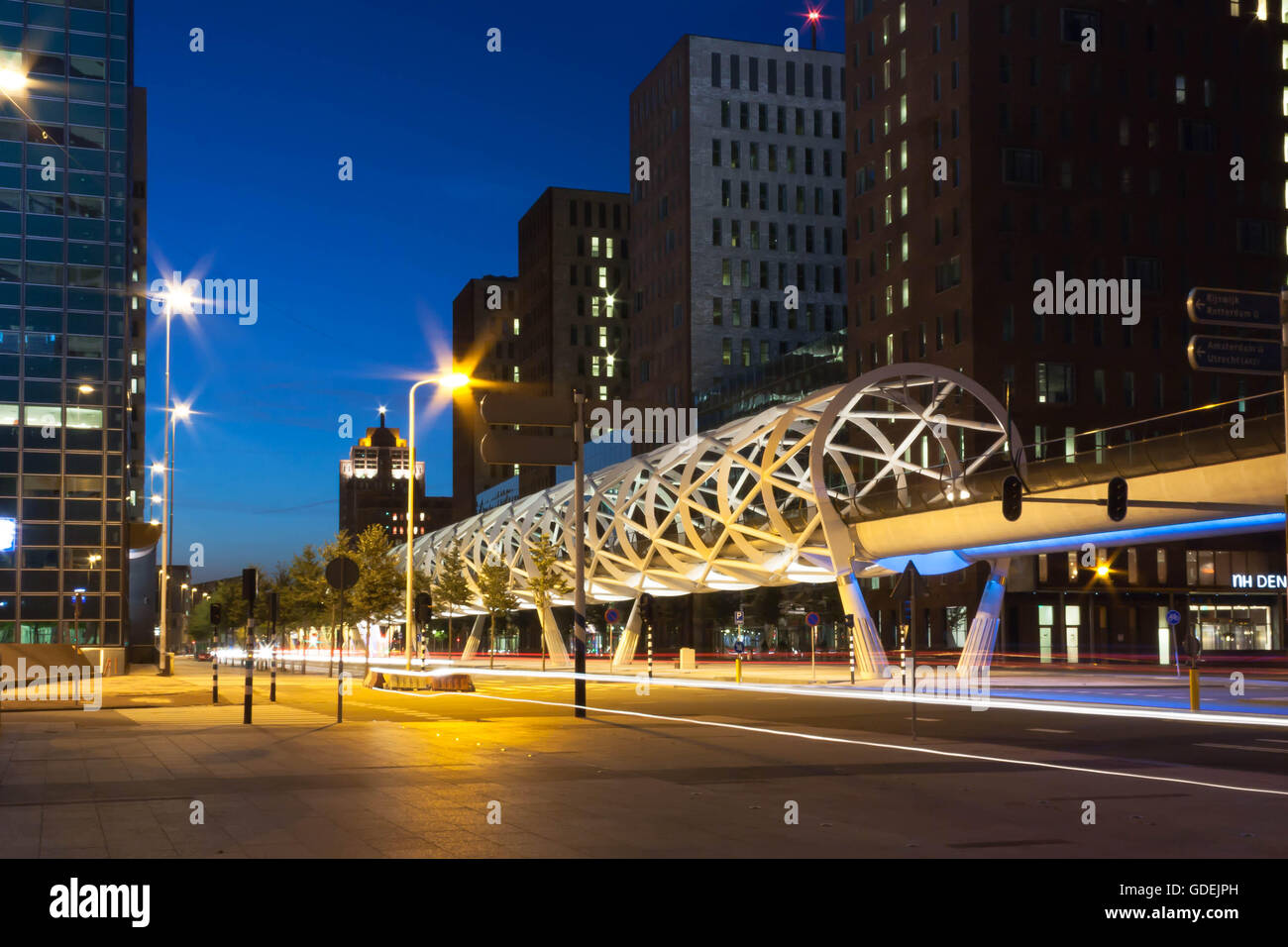 Randstadrail public transport network and cityscape, The Hague, Holland Stock Photo