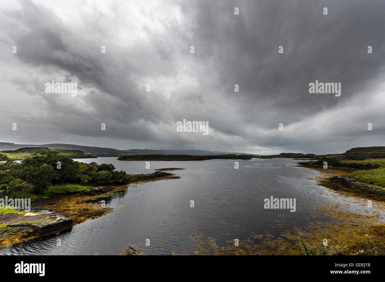 Rural landscape on overcast day, Isle of Skye, Scotland, United Kingdom Stock Photo