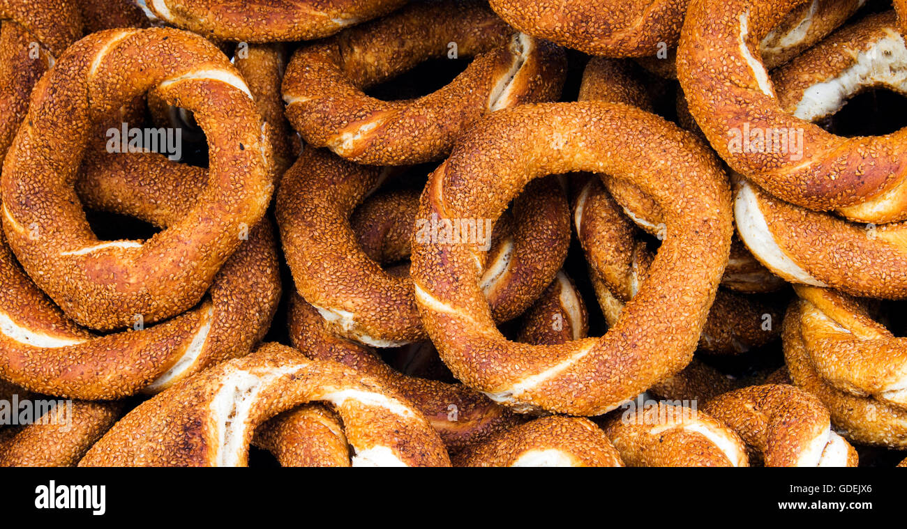 Close-up of turkish bagels Stock Photo