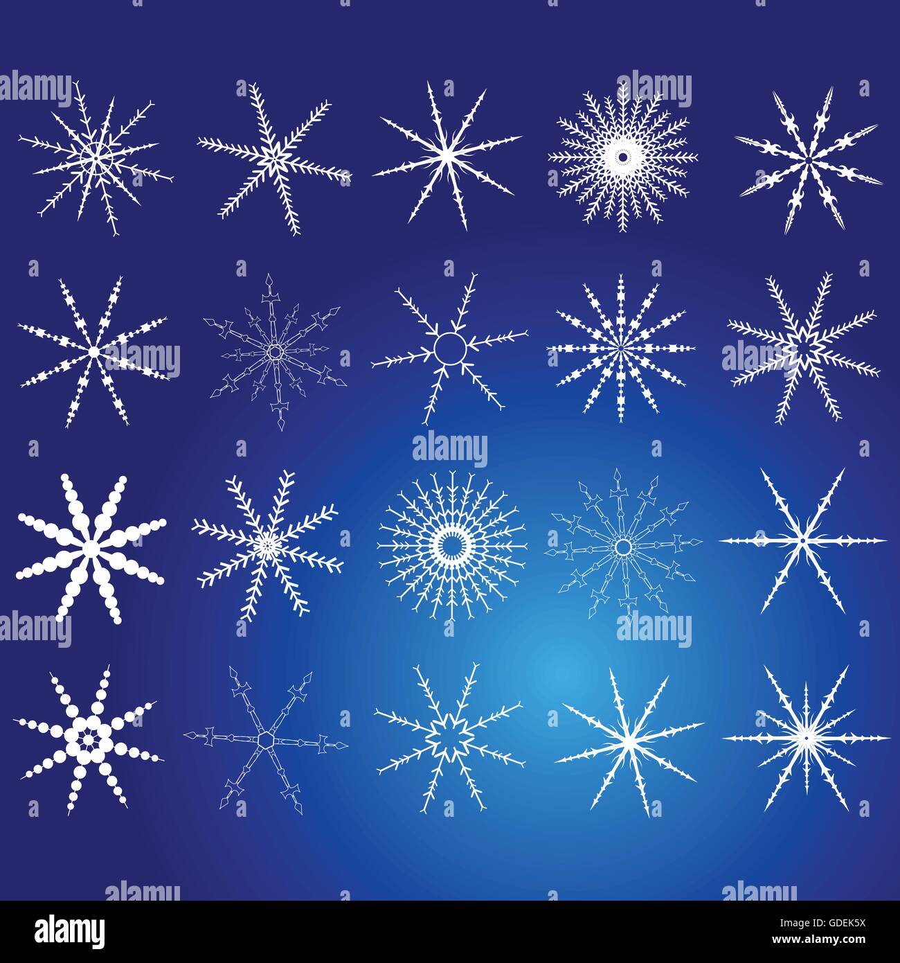 snowflake white art vector illustration on blue background Stock Vector ...