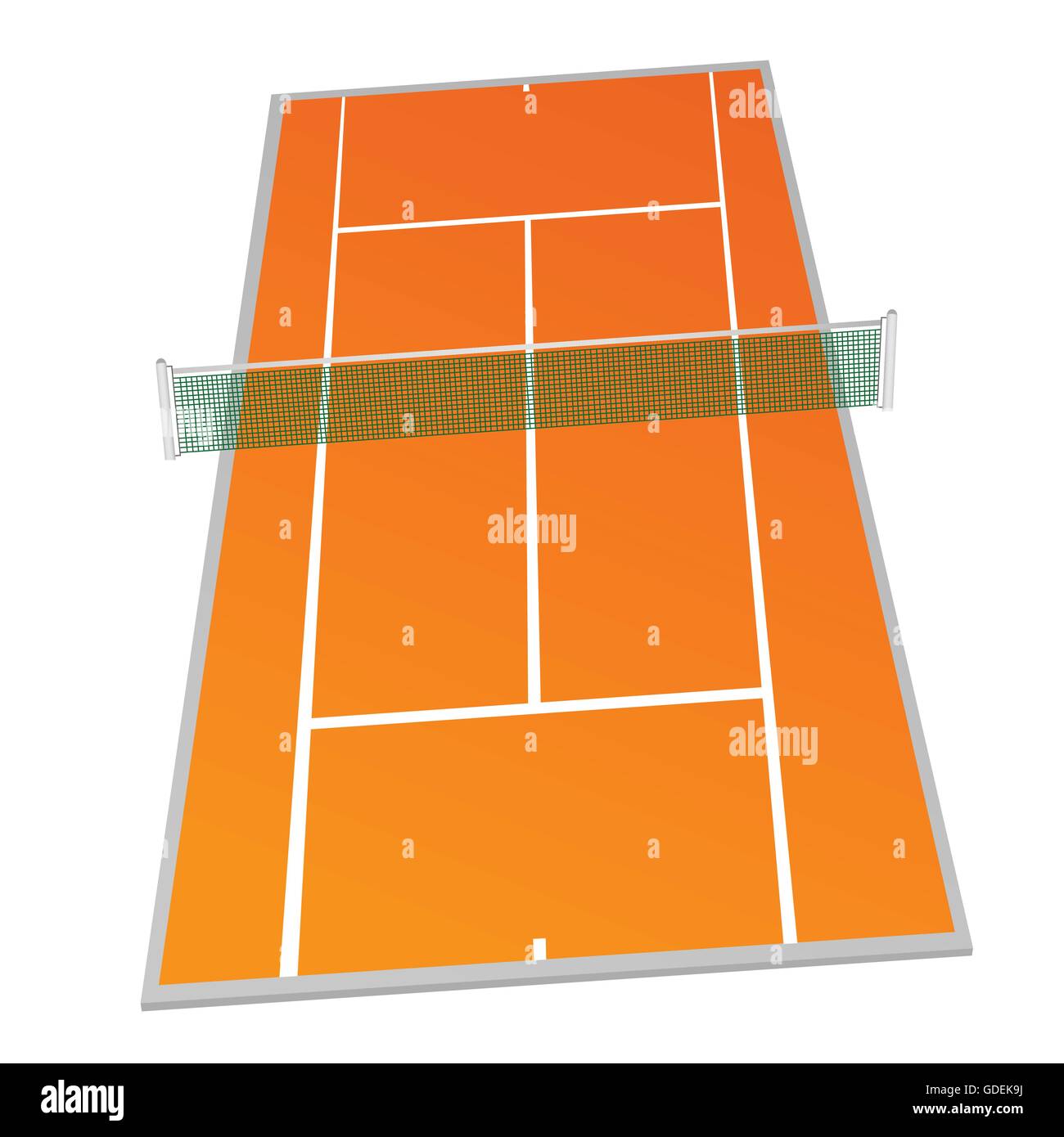 tennis court orange color vector illustration on white background Stock ...