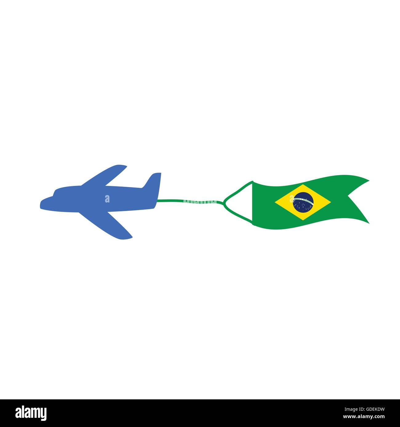 airplane with brasil flag color vector illustration Stock Vector