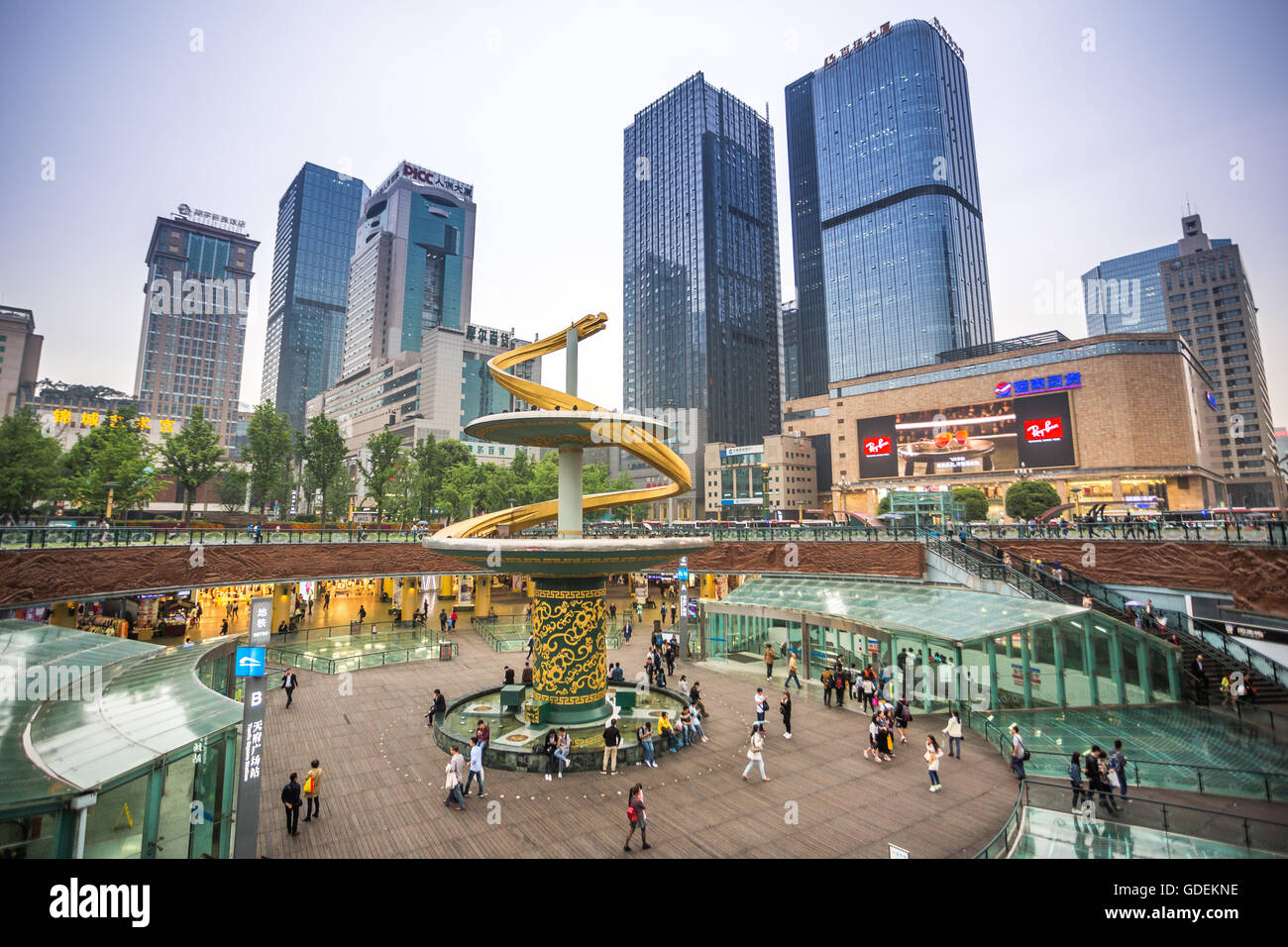 China,Sichuan Province,Chengdu City,Tianfu Square Stock Photo