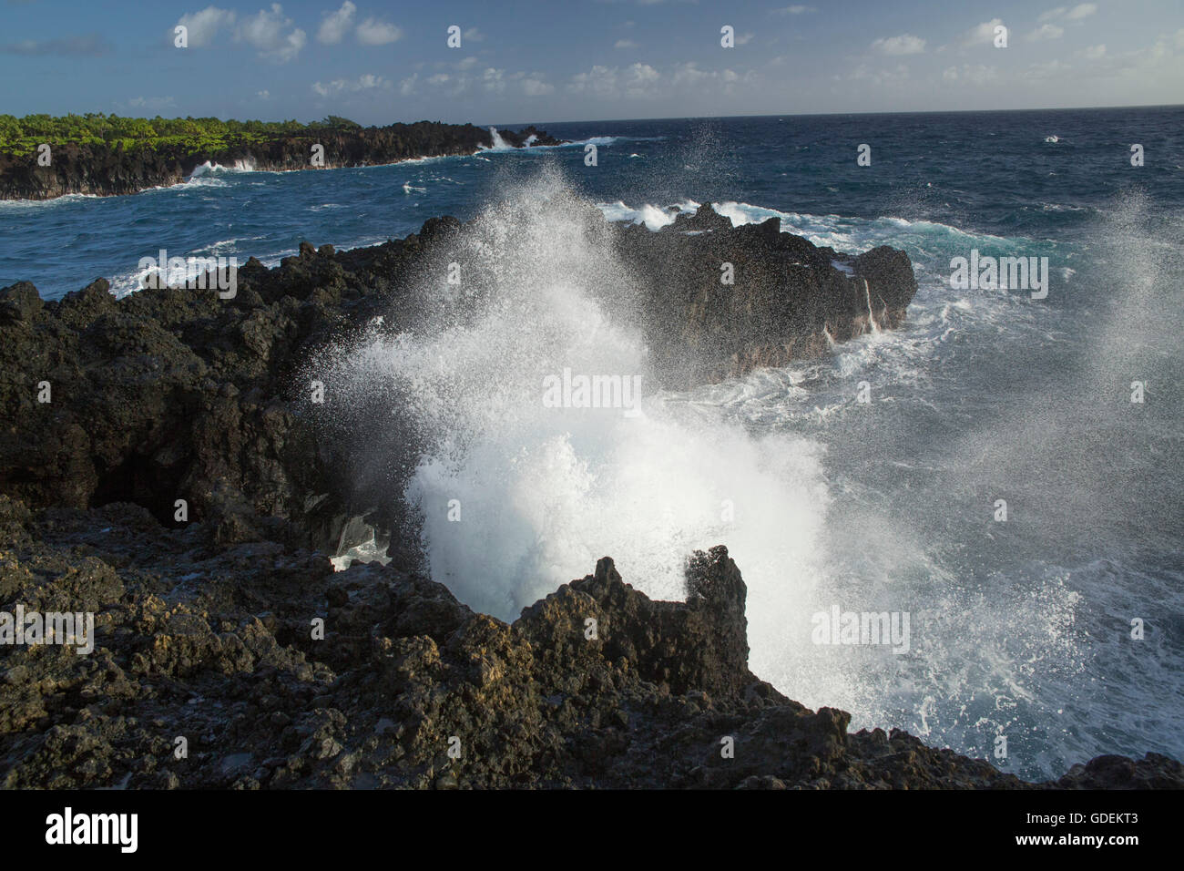 Maui,Wai'anapanapa,State park,coast,USA,Hawaii,America,rock,cliff,stone,sea,foam,surf, Stock Photo