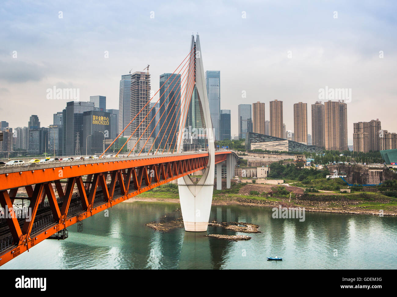 China,Chongqing City,Dajuyuan District Skyline,Qiansimen,bridge over ...