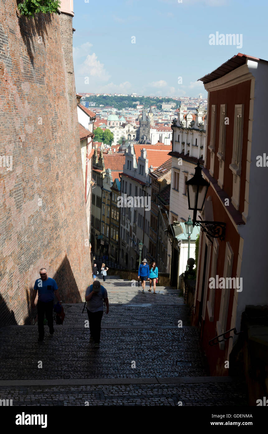 The New Castle Steps (Zamecke Schody) in the centre of Prague (Praha) in the Czech Republic. Stock Photo