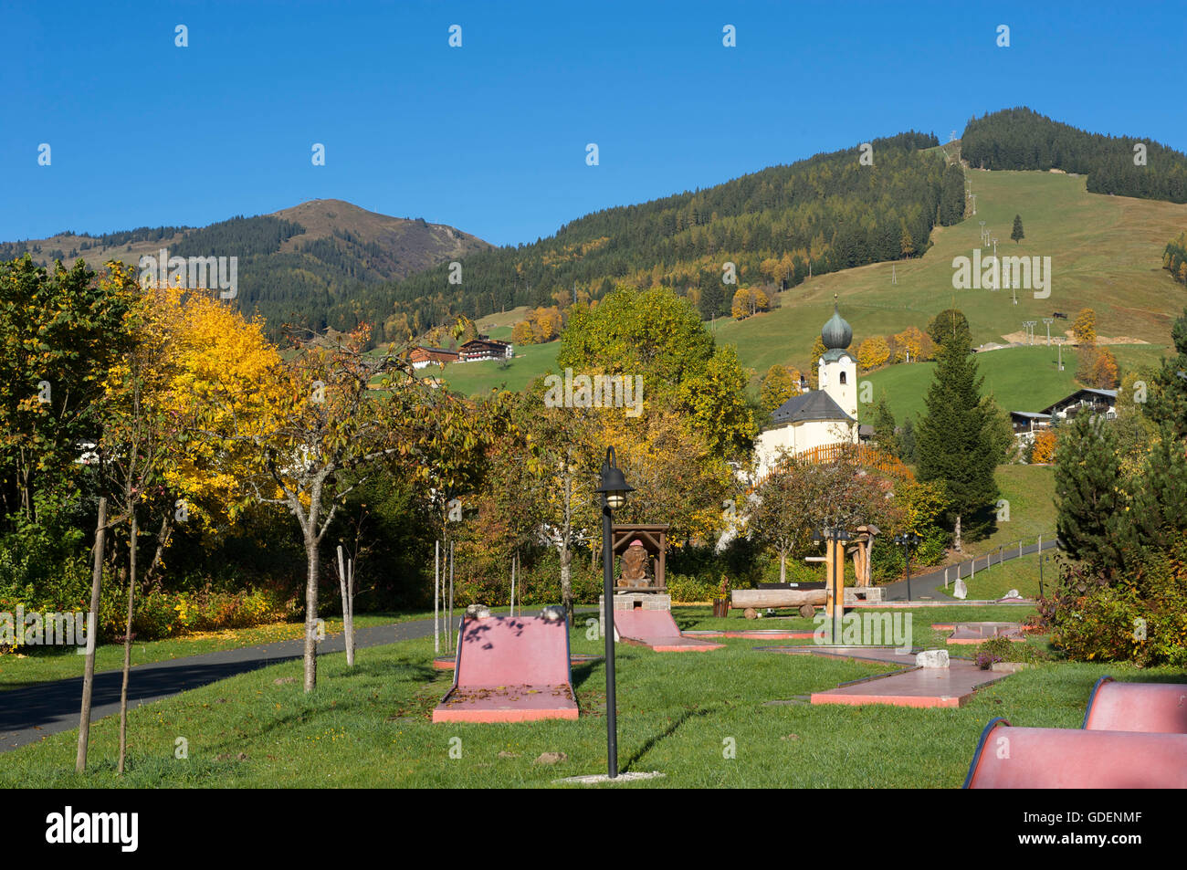 Saalbach in Glemmtal Valley, Pinzgau, Salzburger Land, Austria Stock Photo