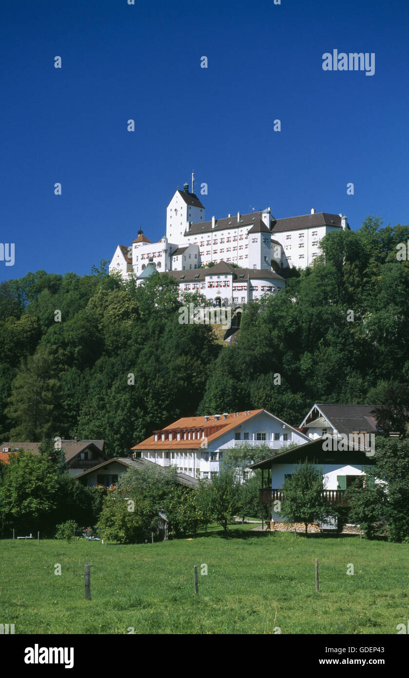 Hohenaschau Castle, Aschau, Priental Valley, Chiemgau, Bavaria, Germany Stock Photo