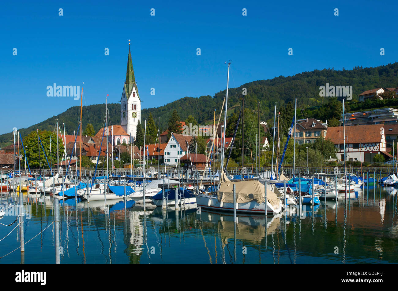 Marina of Sipplingen, Lake Constance, Baden-Wuerttemberg, Germany Stock Photo
