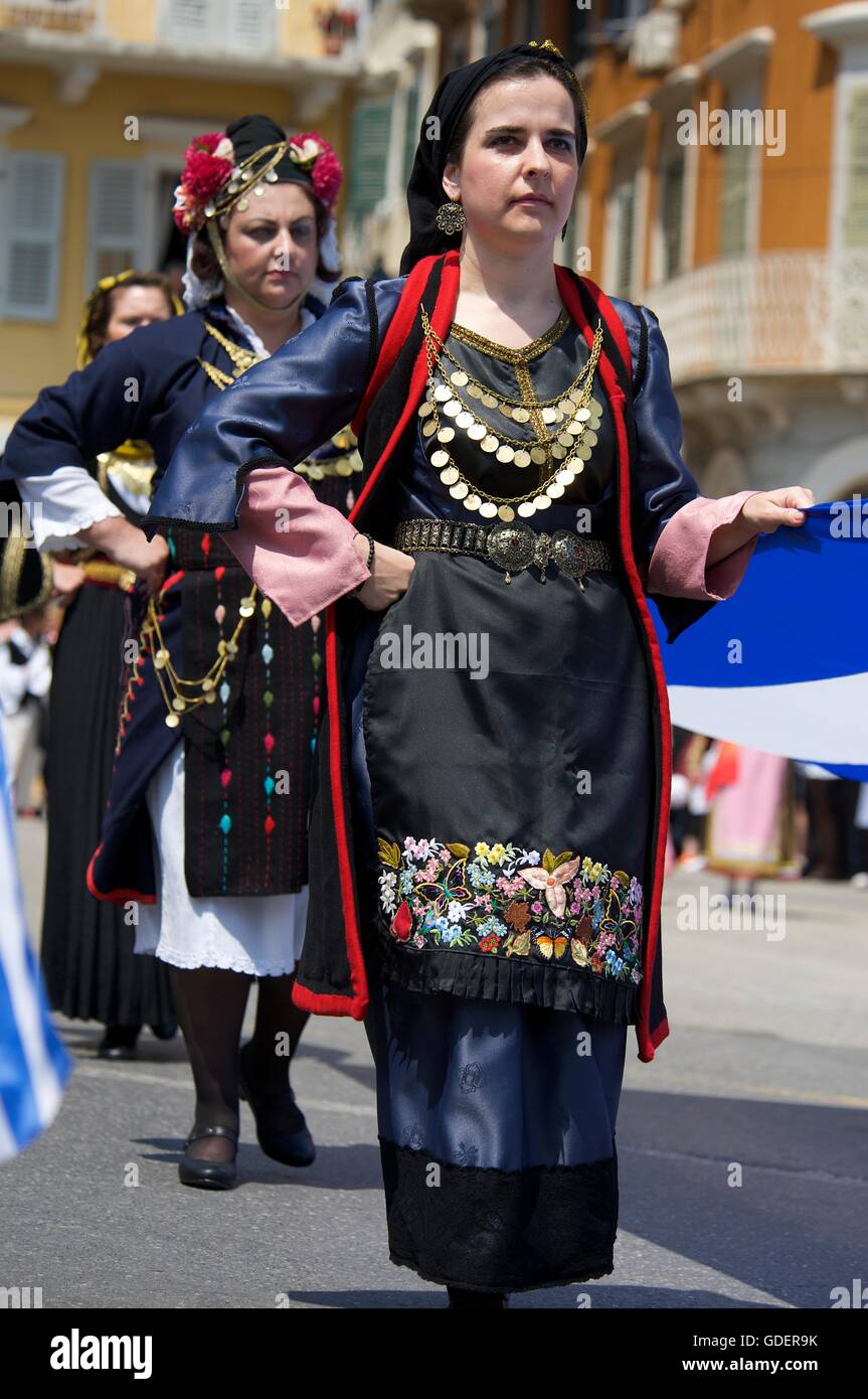 Traditional Costumes in Corfu-Town, Kerkyra, Corfu, Ionian Islands, Greece  Stock Photo - Alamy