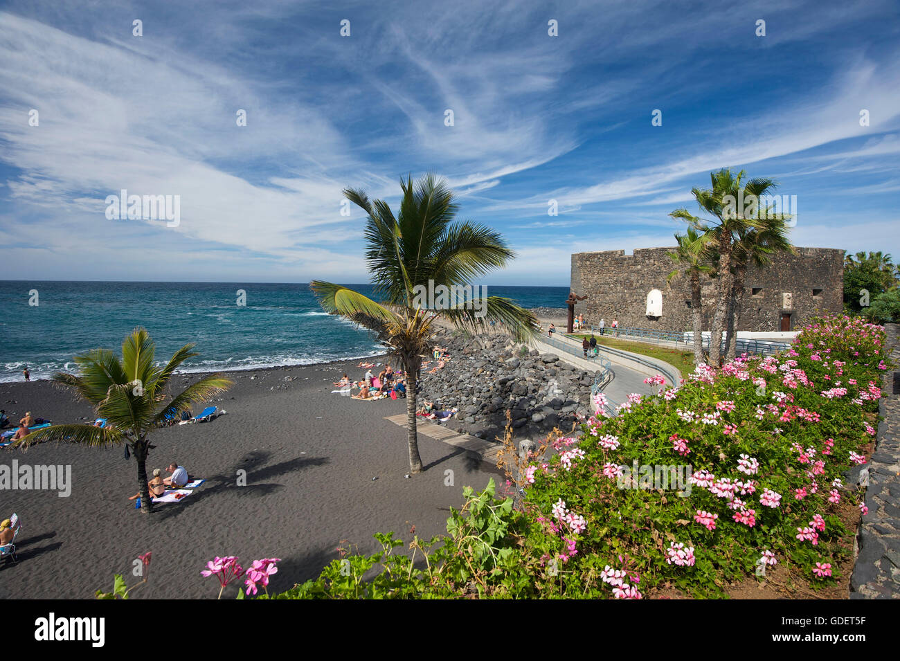 Playa Jardin in Puerto de la Cruz, Tenerife, Canary Islands, Spain Stock Photo