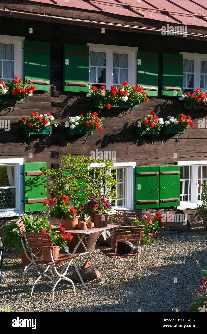 Traditional House in Hirschegg, Kleinwalsertal Valley, Allgaeu, Vorarlberg, Austria Stock Photo