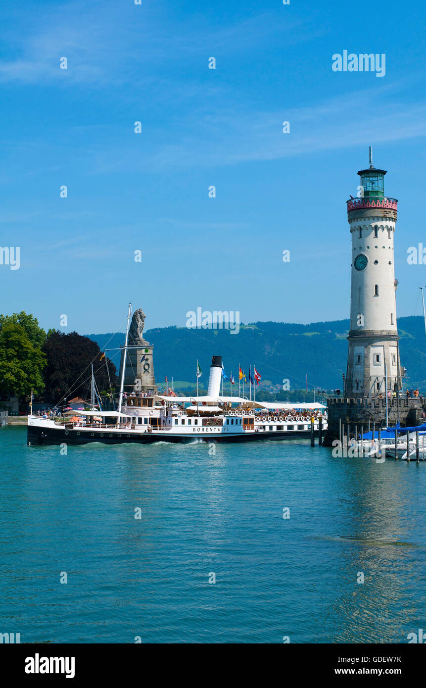 Harbour of Lindau, Lake of Constance, Allgaeu, Bavaria, Germany Stock Photo