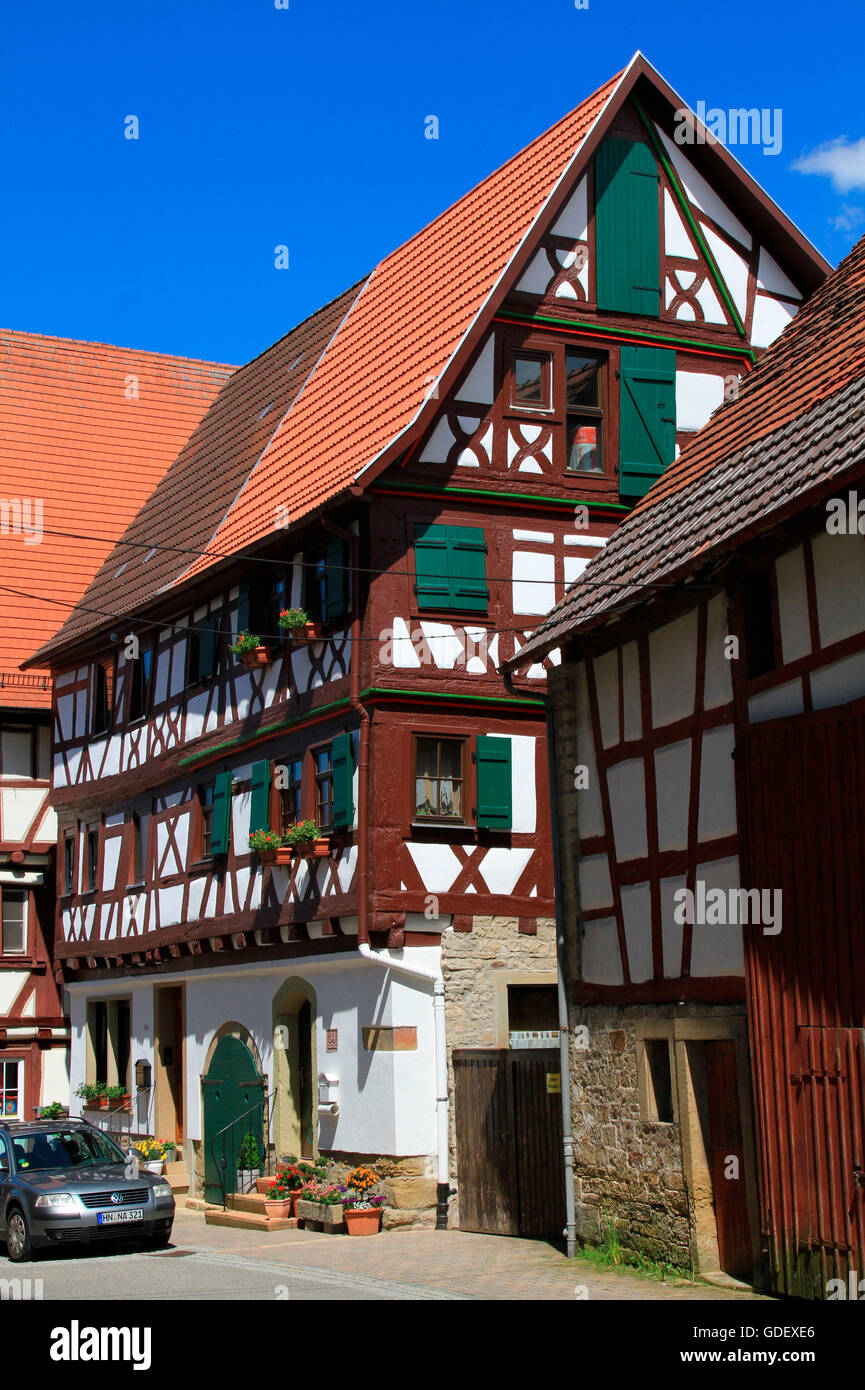 Frame houses in the oldtown, Eppingen, Baden Wuerttemberg, Germany Stock Photo