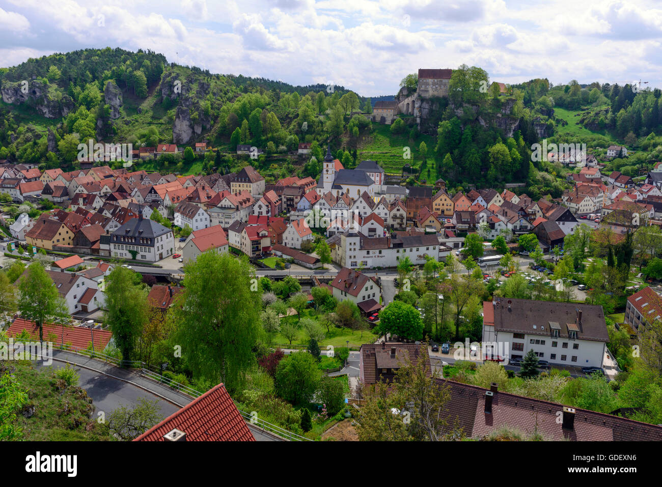 Franconian Switzerland, Bavaria, Pottenstein, Germany Stock Photo