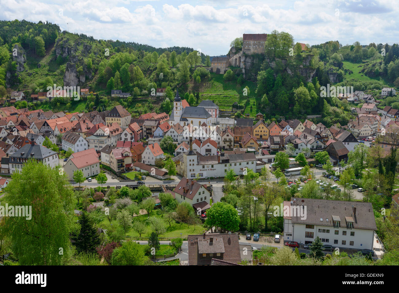 Franconian Switzerland, Bavaria, Pottenstein, Germany Stock Photo