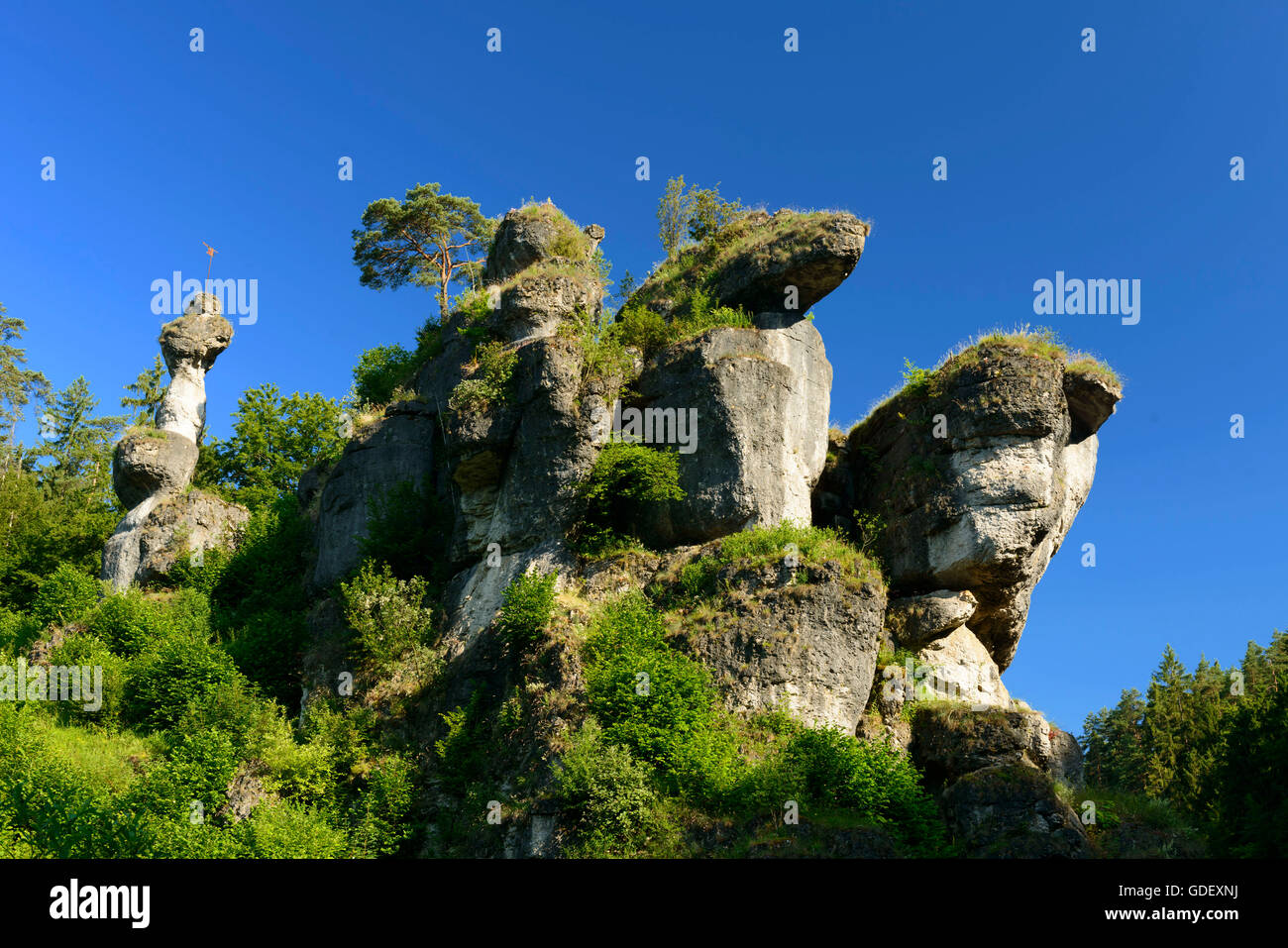 Franconian Switzerland, Rocks, Bavaria, Pottenstein Germany Stock Photo