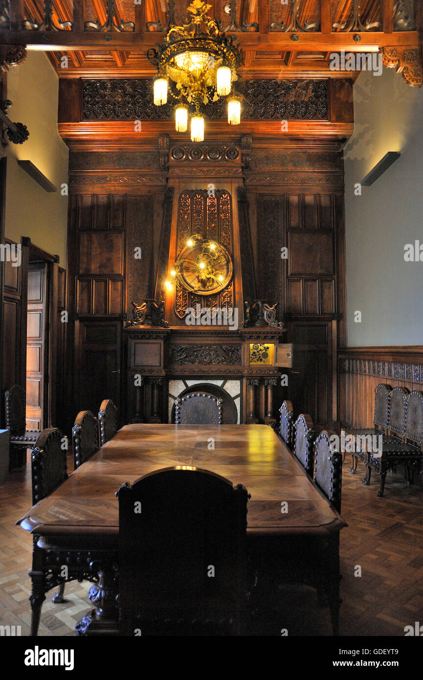 Gaudi, Palau Güell, dining room Barcelona, Catalonia, Spain Stock Photo ...