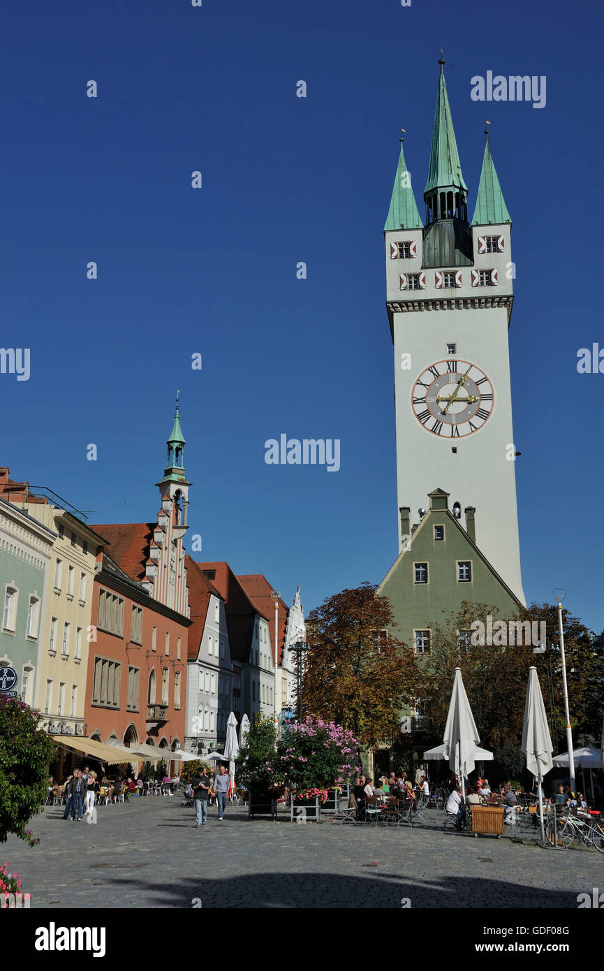 City Tower, Ludwigsplatz,  Straubing, Bavaria, Germany Stock Photo