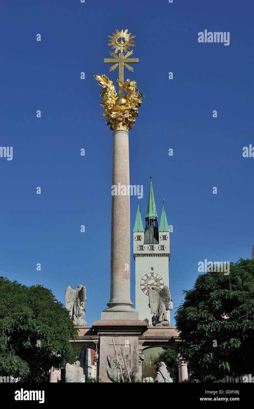 Holy Trinity Column, Straubing, Bavaria, Germany Stock Photo