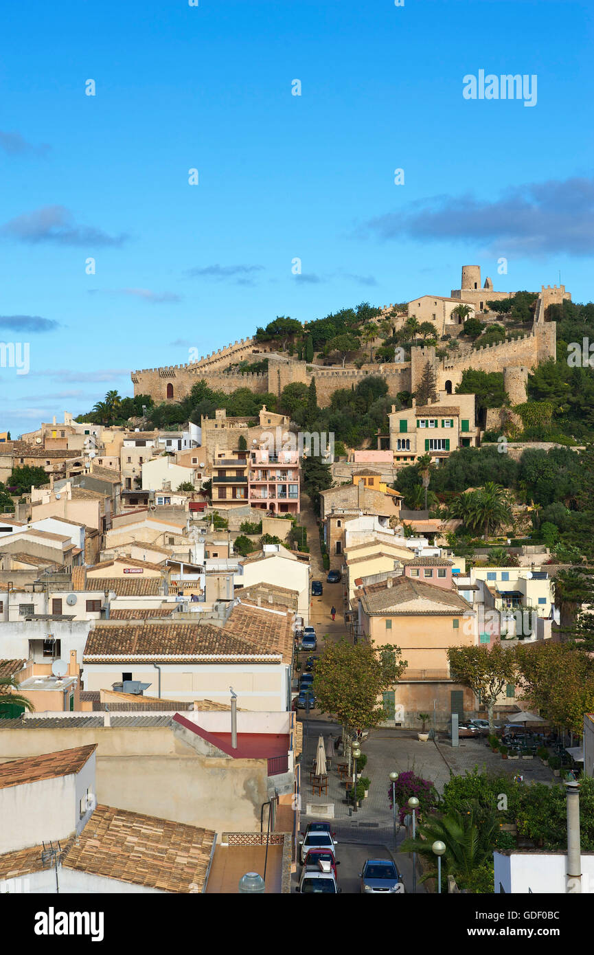 Old Town and Castle of Capdepera, Majorca, Balearics, Spain Stock Photo