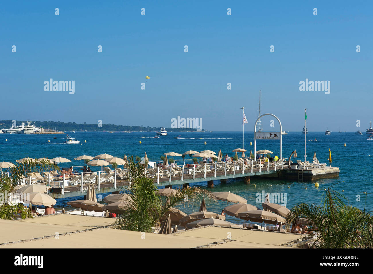 Beach, Croisette, Cannes, Cote d'Azur, France Stock Photo