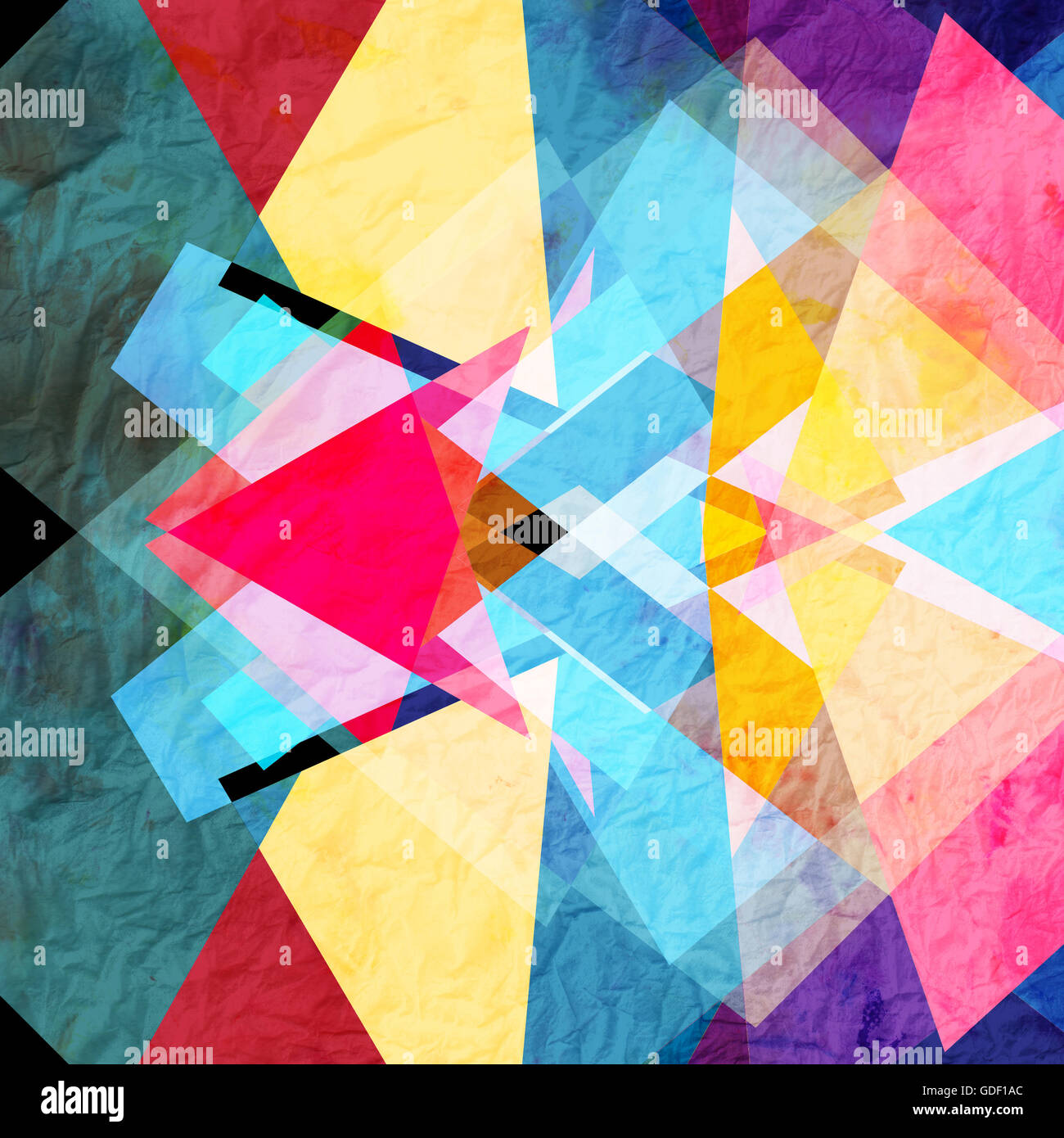 Abstract colorful watercolor background with different geometric ...