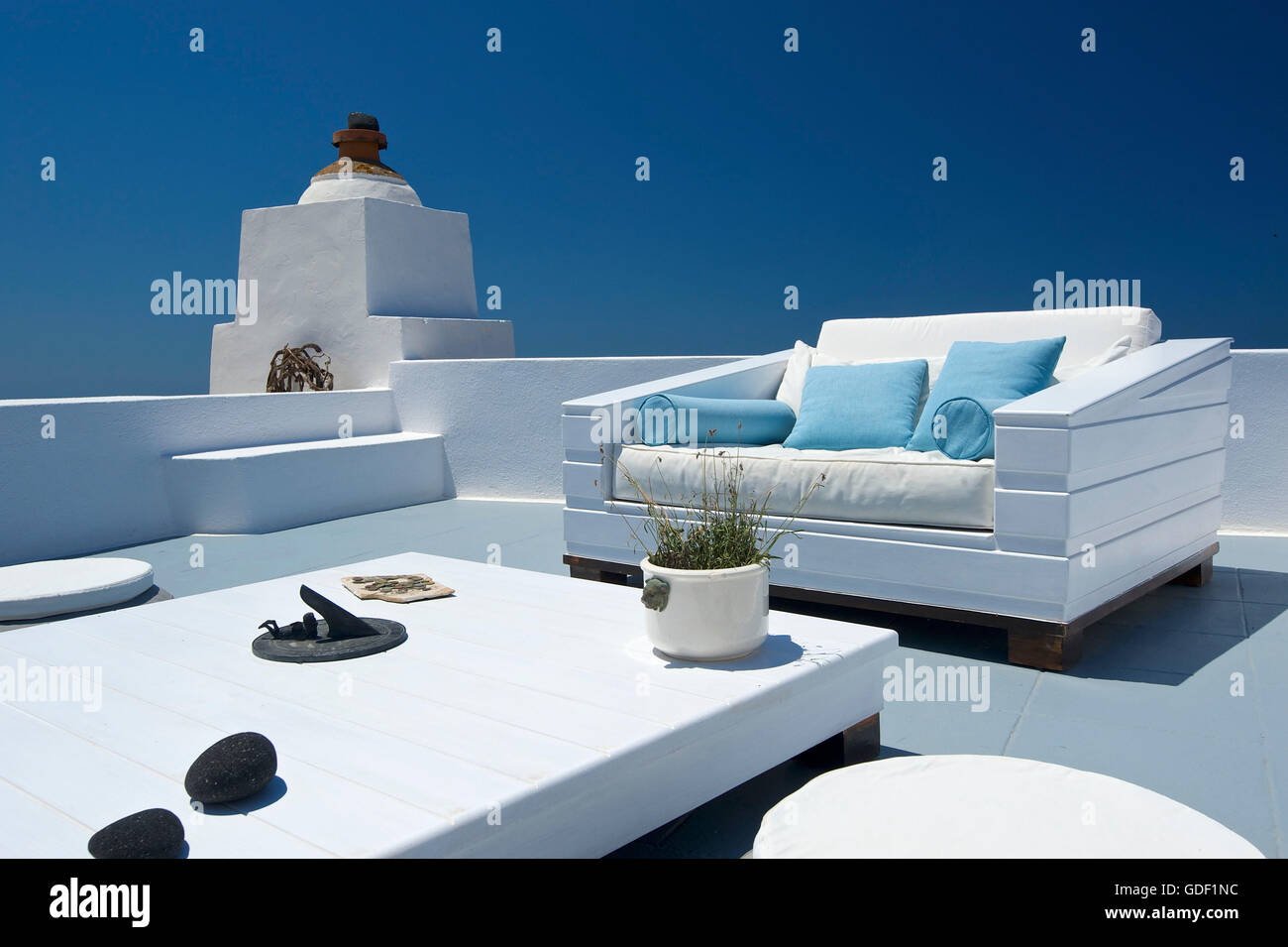 Hotel in Imerovigli, Santorini, Cyclades, Greece Stock Photo