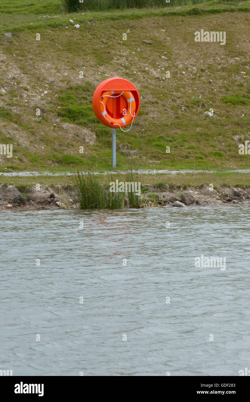 life buoy by fishing lake Stock Photo