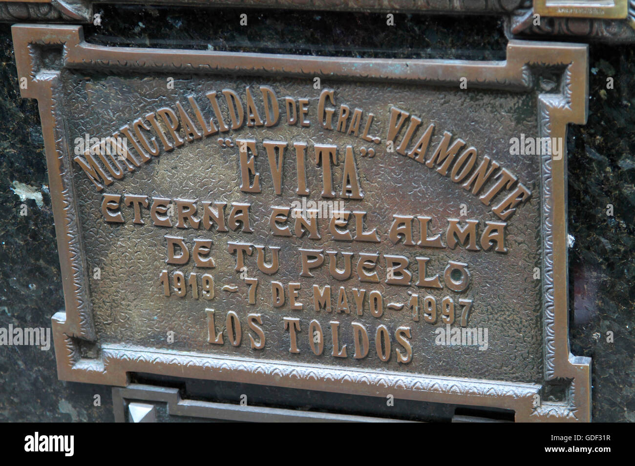 Cementario de la Recoleta (cemetary Recoleta) Tomb of Eva Duarte de Peron, Buenos Aires, Argentina Stock Photo