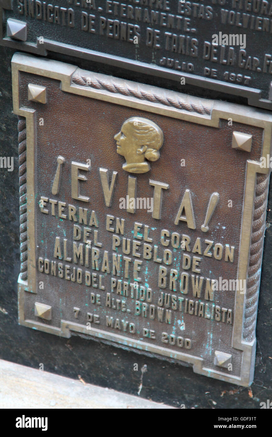 Cementario de la Recoleta (cemetary Recoleta) Tomb of Eva Duarte de Peron, Buenos Aires, Argentina Stock Photo