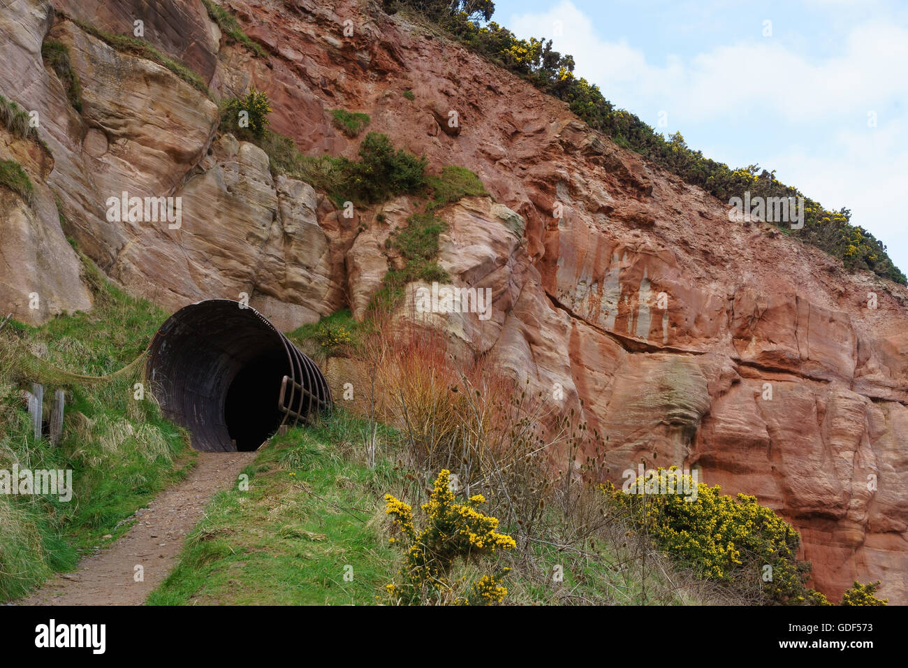 The tunnel through the rocks at Cove Harbour, in the Scottish Borders