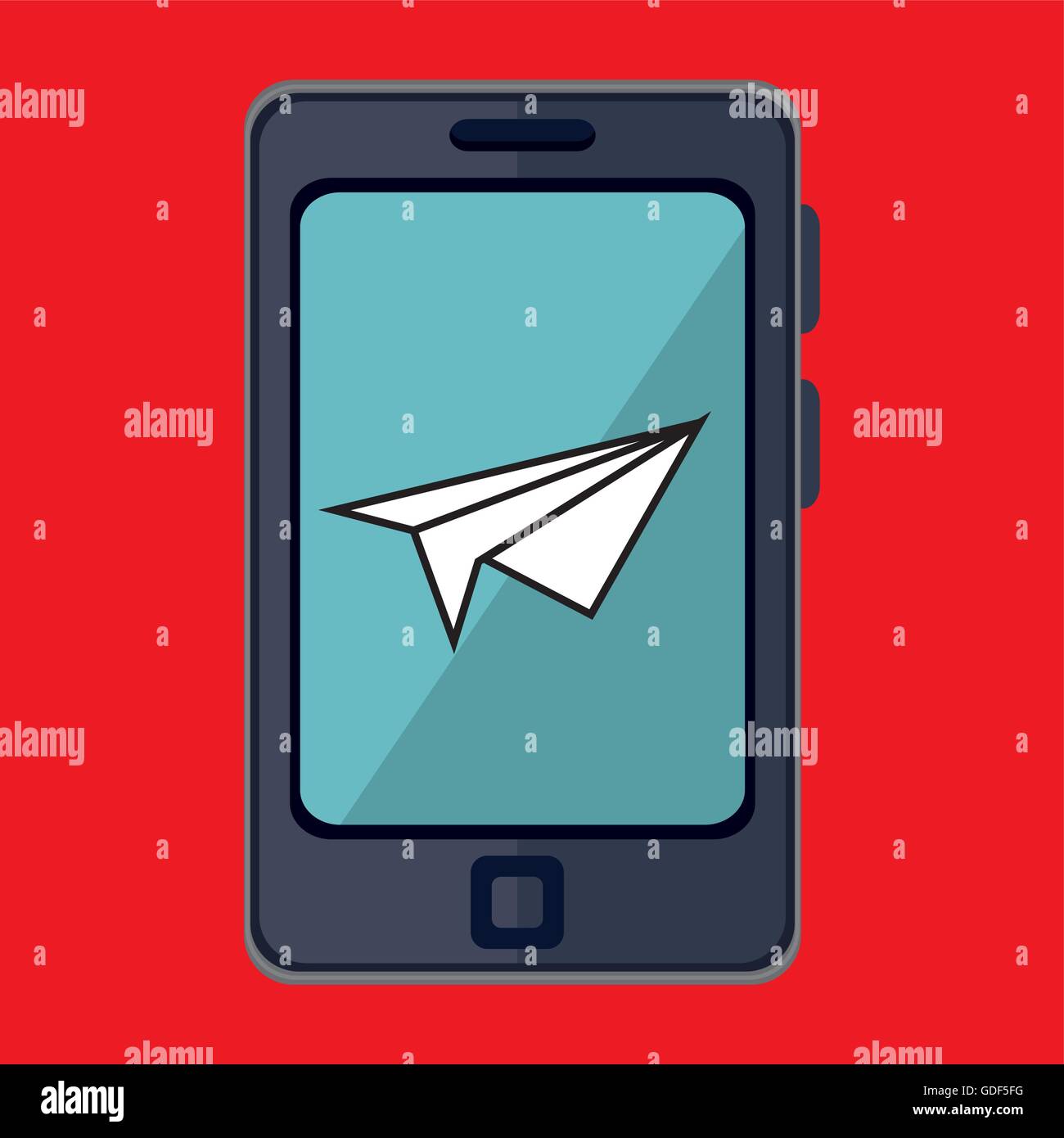 smartphone and paper airplane isolated icon design Stock Vector Image ...