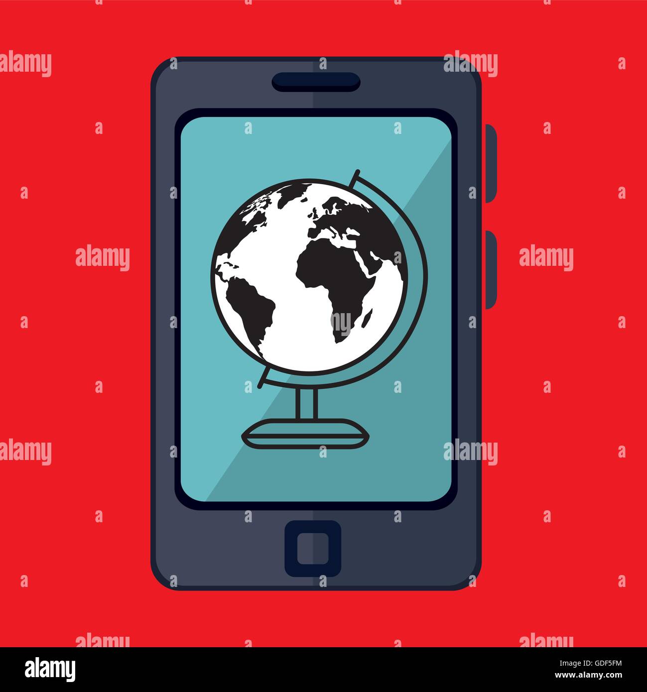 smartphone and world map isolated icon design Stock Vector Image & Art ...