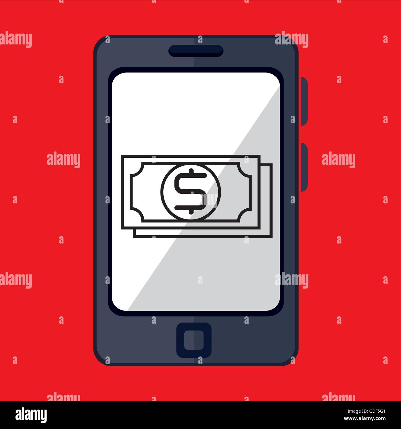 smartphone and bill dollar isolated icon design Stock Vector Image ...