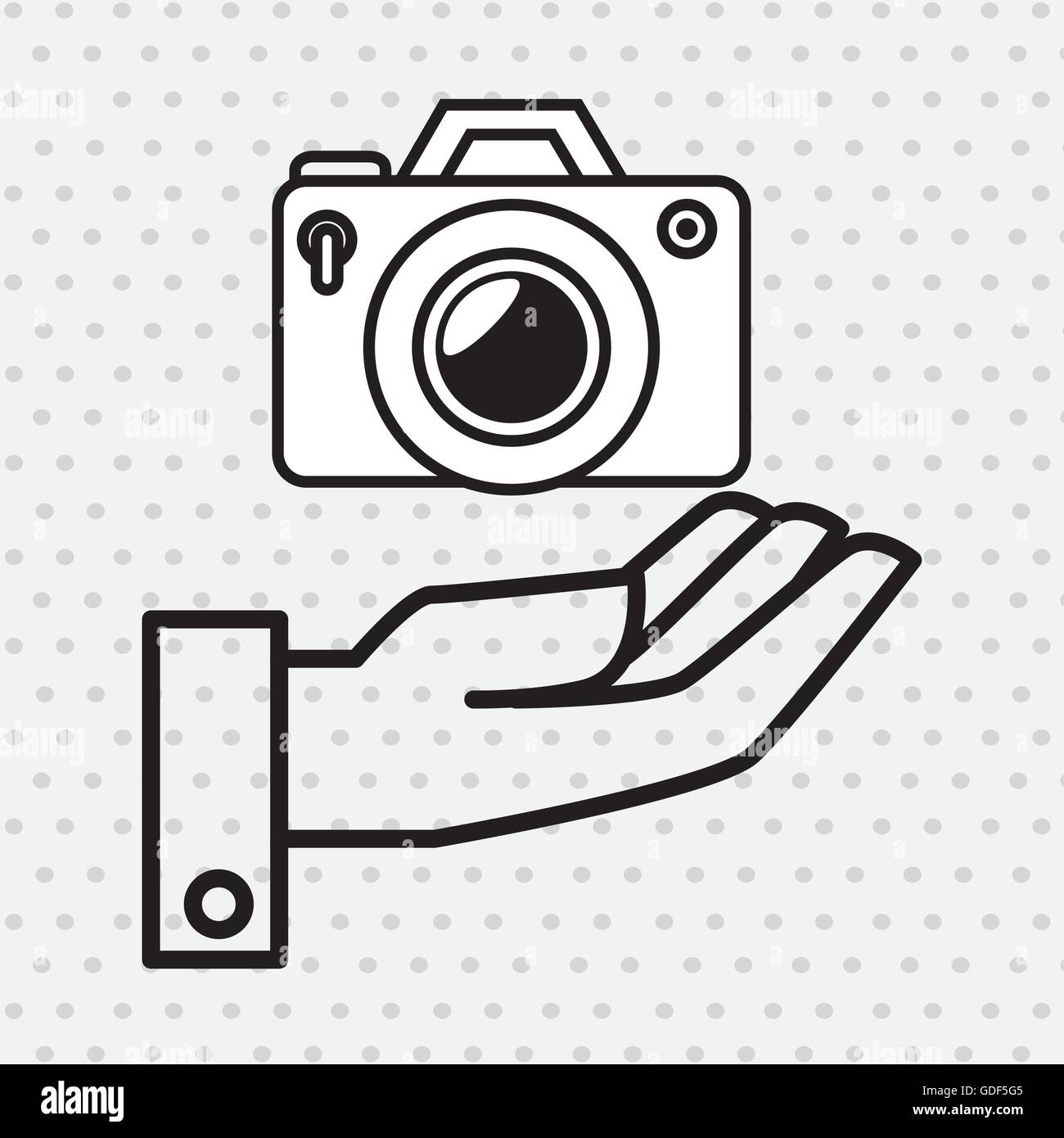 hand and photographic camera isolated icon design Stock Vector