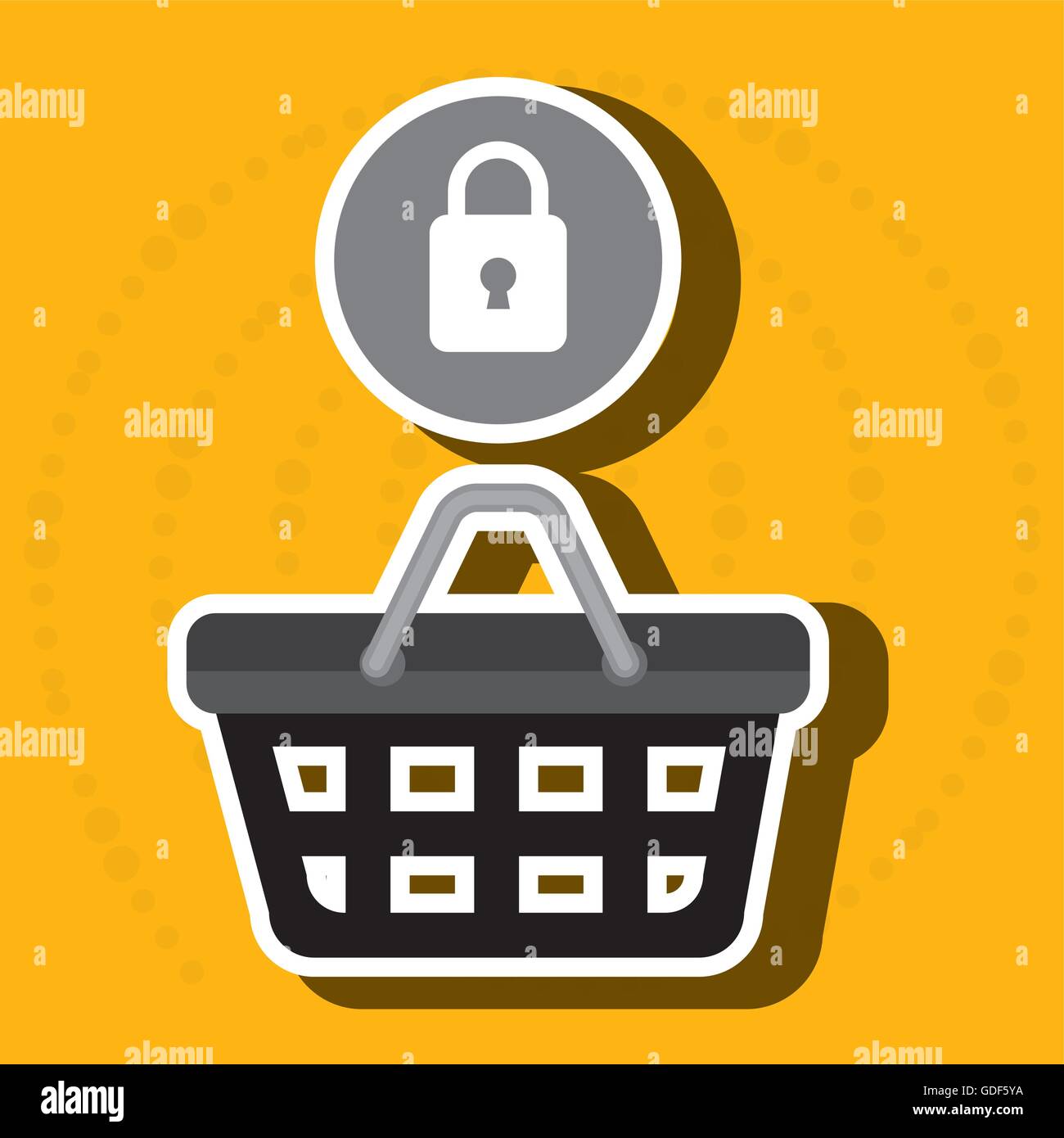 red basket and padlock isolated icon design Stock Vector