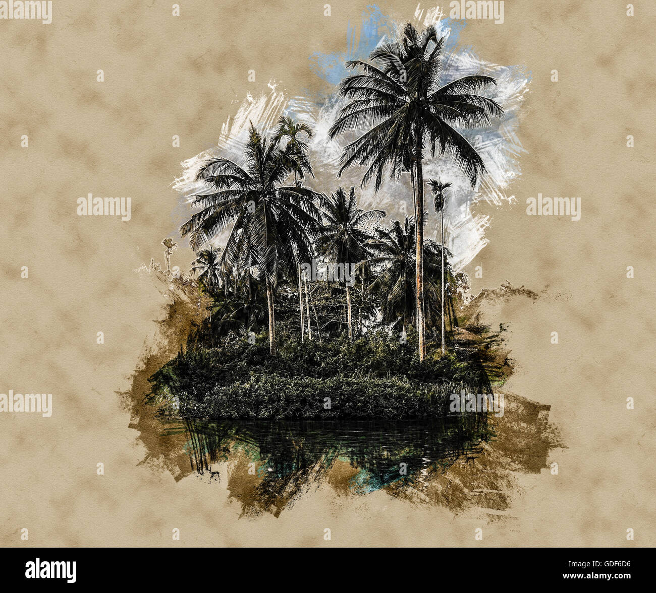 Palm trees on sea shore at beautiful sunny day Stock Photo - Alamy