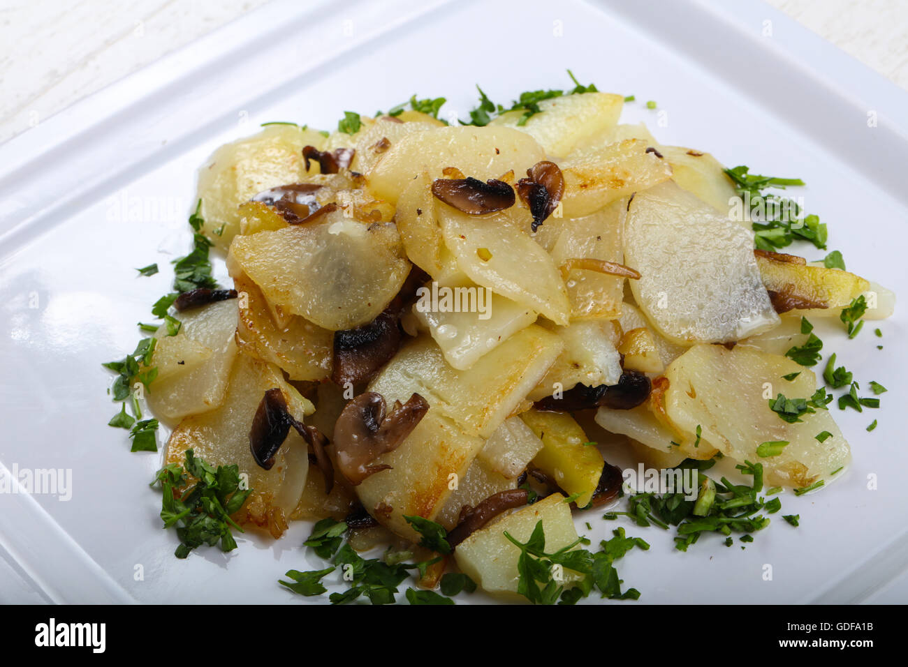 Roasted potato with dill and parsley Stock Photo Alamy