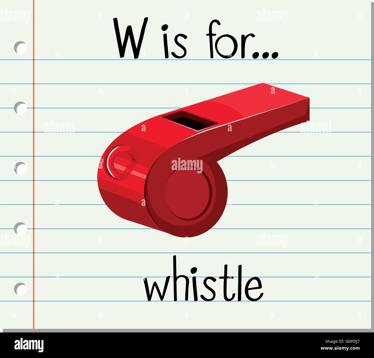 Flashcard letter W is for whistle illustration Stock Vector Image & Art