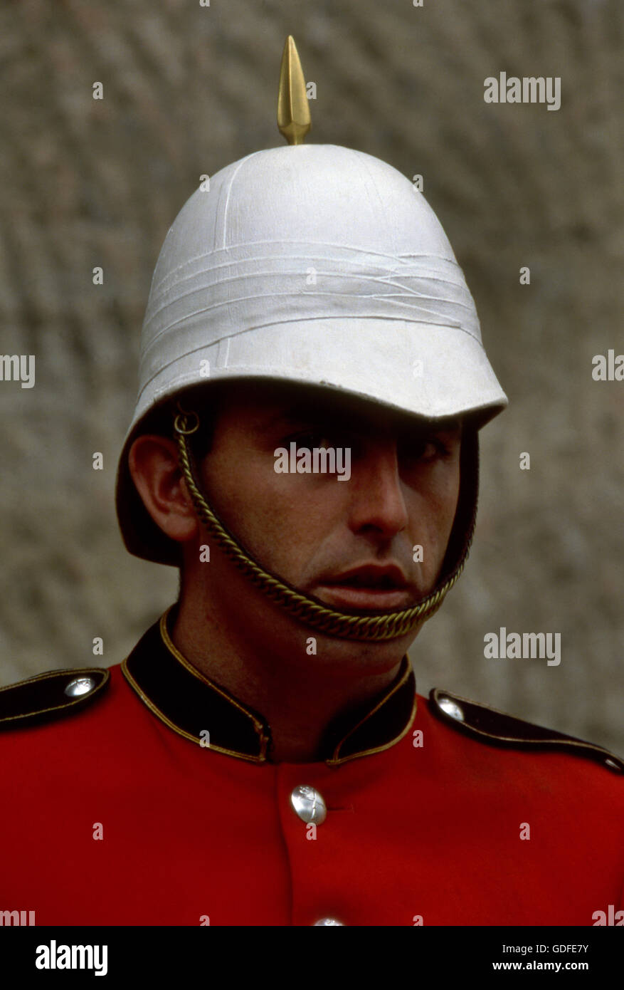 Soldier in colonial uniform at the Brisbane Expo 88. Brisbane