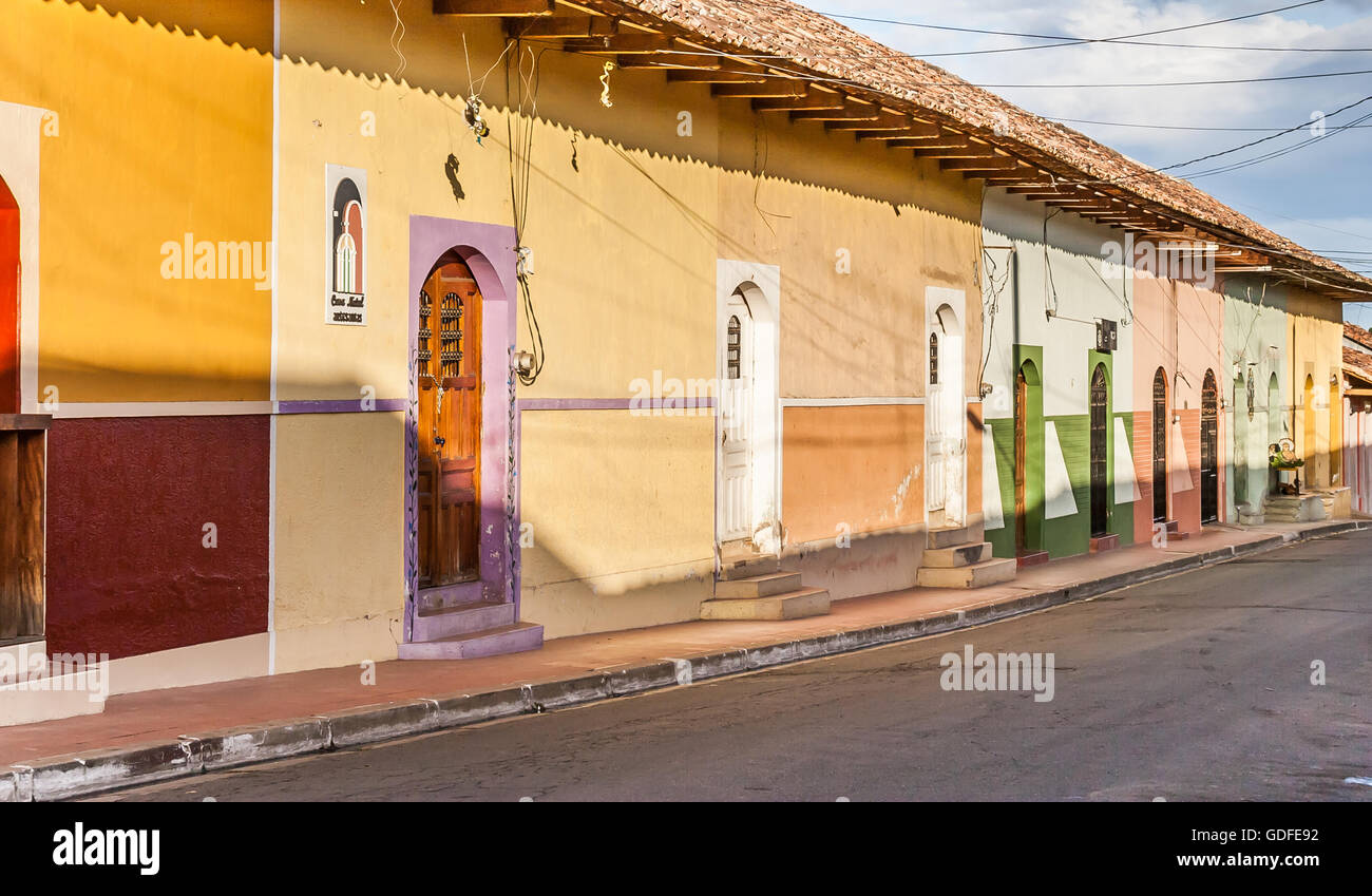 Street with colorful houses in Granada, Nicaragua Stock Photo Alamy
