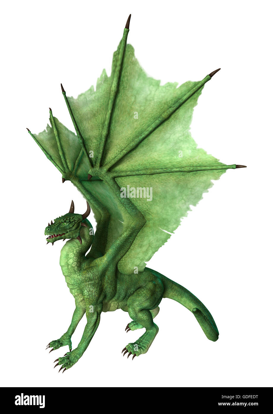 3D rendering of a fantasy dragon isolated on white background Stock ...
