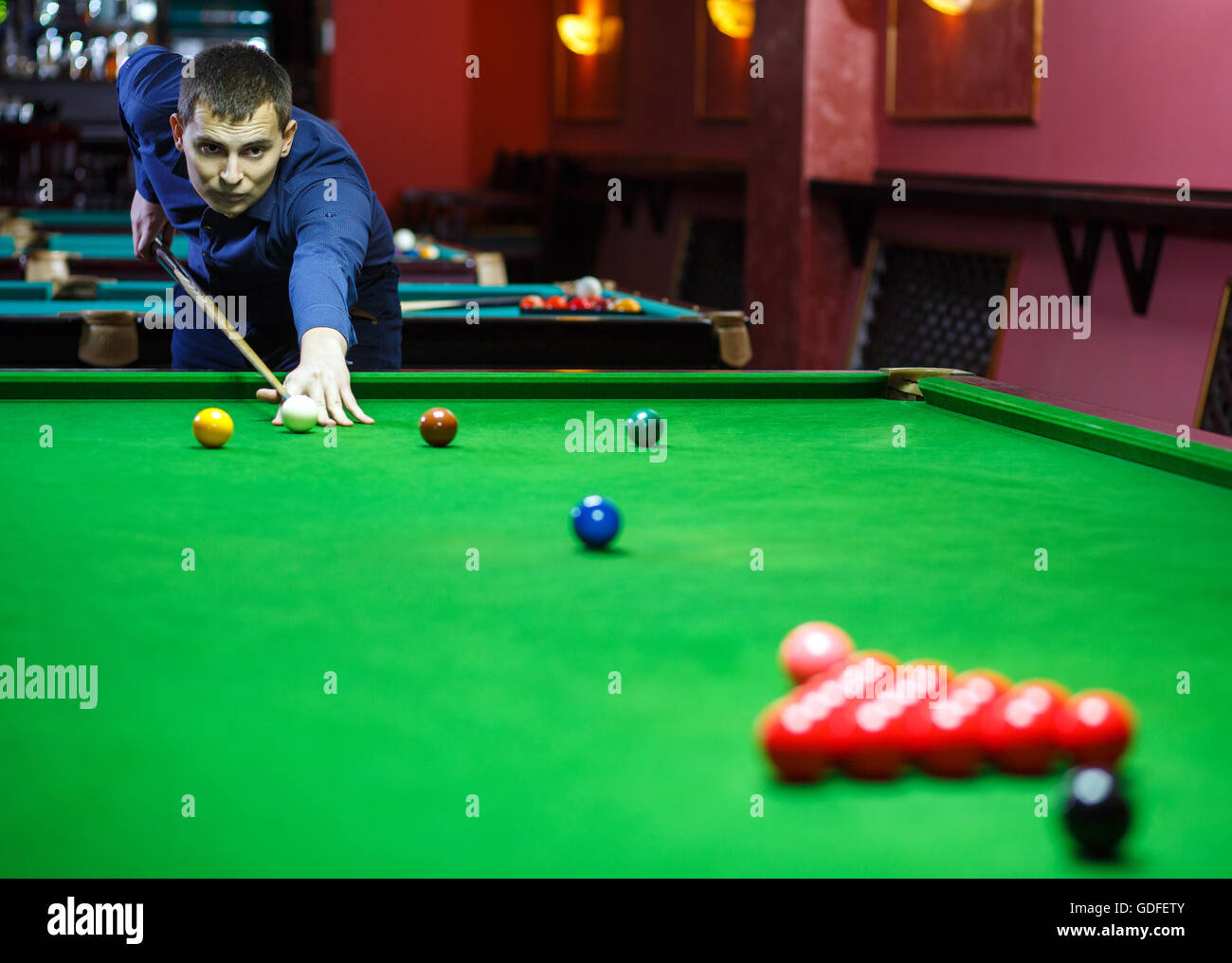 Ball and Snooker Player Stock Photo