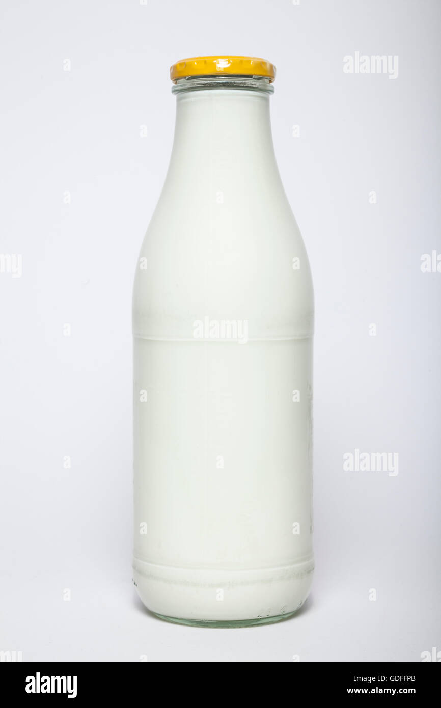 Bottle of milk on white Stock Photo