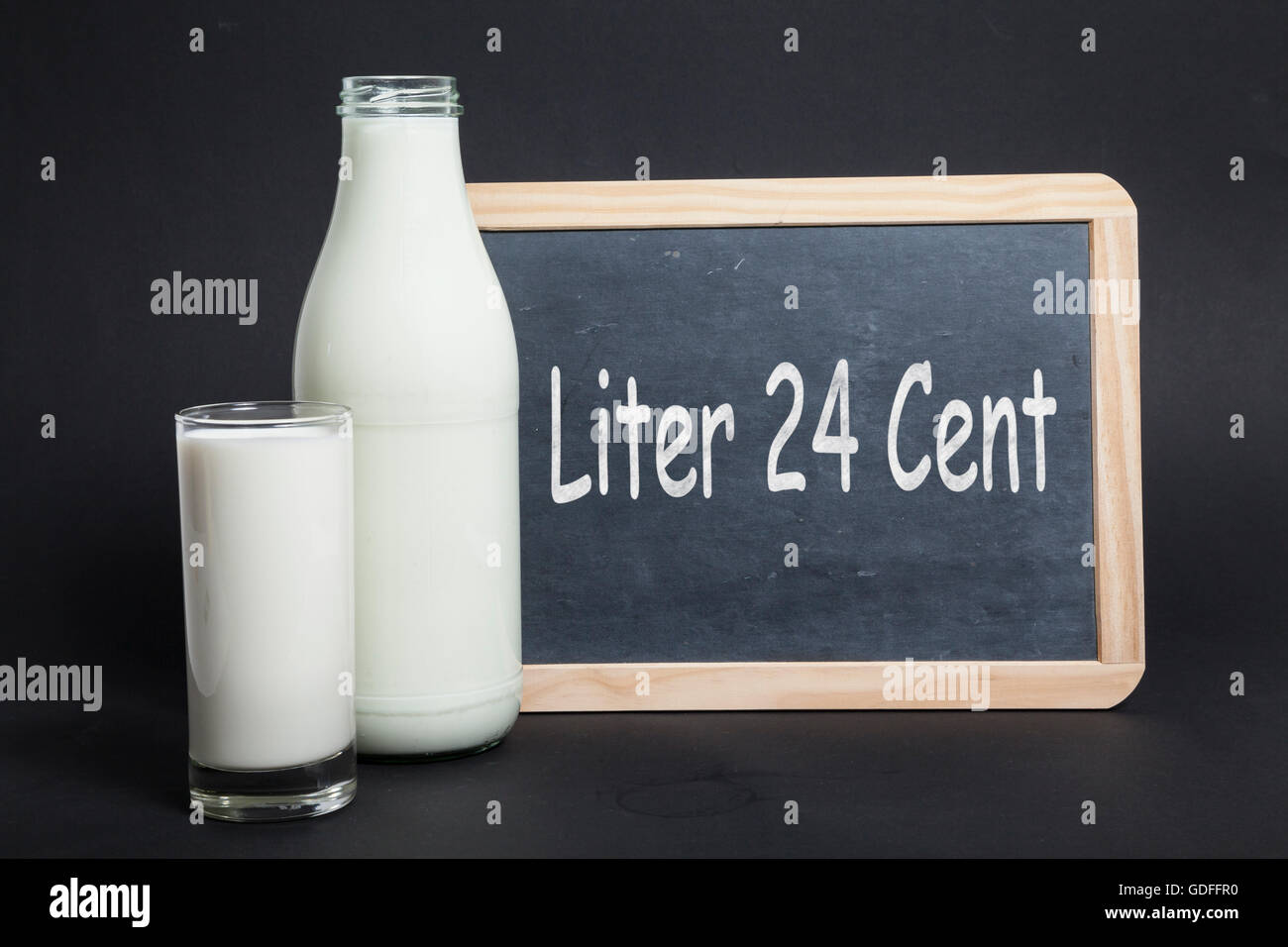 Milk price 24 cent Stock Photo
